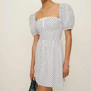 Reformation Black and White Polka Dot Mini Dress
